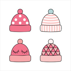 pink newborn hat with adorable bear ears vector art isolated on white background