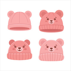cartoon baby beanie with soft bear ears flat vector art isolated on white background