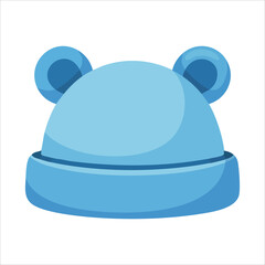 cartoon baby hat with animal ear details flat design vector art isolated on white background