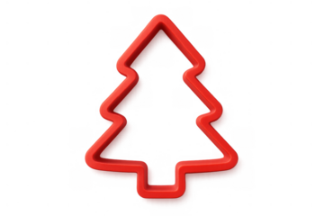 Red christmas tree cookie cutter for holiday baking, festive season and diy sweets, transparent background