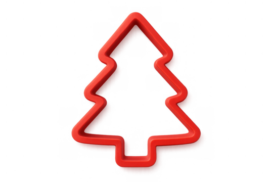 Red christmas tree cookie cutter for holiday baking, festive season and diy sweets, transparent background - Powered by Adobe