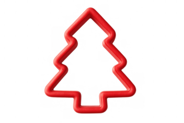 Red christmas tree cookie cutter for holiday baking, festive season and celebration desserts, transparent background