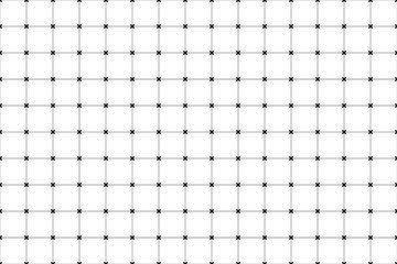 White geometric grid background with black cross connection points. Geometric seamless pattern. Abstract texture. Simple vector illustration