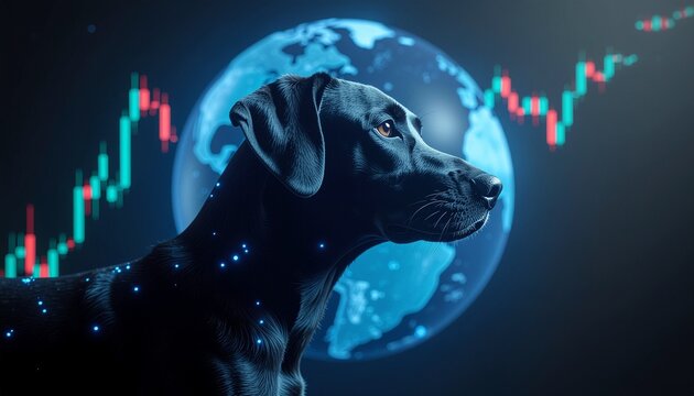 A Dog Symbolizes Financial Growth and Global Investment
