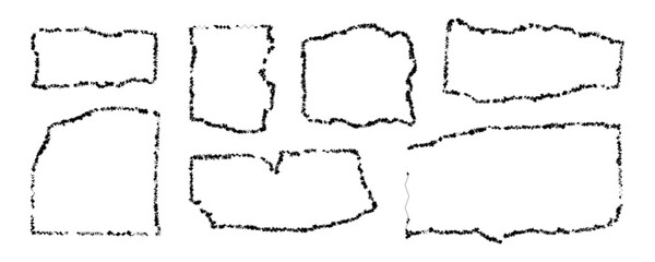 Set of Grungy Rough-Edged Frames and Borders for Creative Design.