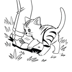 A wobbly kitten takes its first tiny steps stumbl12.eps