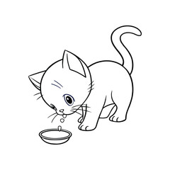 A kitten drinks from a tiny dish leaving a little5.eps