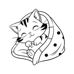 A tiny kitten curls up in a soft blanket its litt20.eps