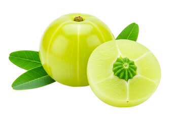 Amla fruit isolated on transparent background, also known as indian gooseberry