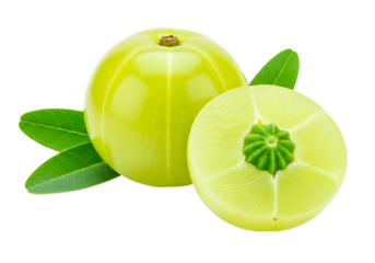Amla fruit isolated on transparent background, also known as indian gooseberry
