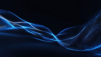 Abstract blue light wave pattern against a dark background