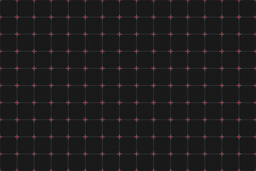 Dark geometric grid with red connection points. Geometric seamless pattern. Abstract texture. Simple vector illustration
