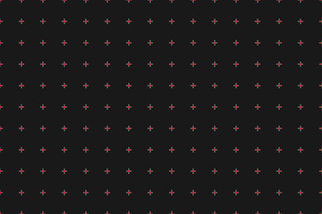 Dark geometric background with red connection crosses. Geometric seamless pattern. Abstract texture. Simple vector illustration