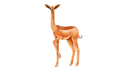 Giraffe Gazelle Watercolor Illustration | Elegant African Wildlife Animal Art Print - 1