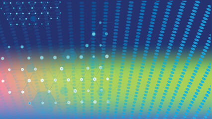 Naklejka premium Futuristic Hexagonal Network with Glowing Nodes Blue Oval Pattern abstract geometric Futuristic