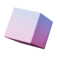 3d Cube pink blue Gradient color, realistic rendering of 3d geometry shape object