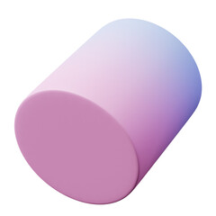 3d Cylinder pink blue Gradient color, realistic rendering of 3d geometry shape object