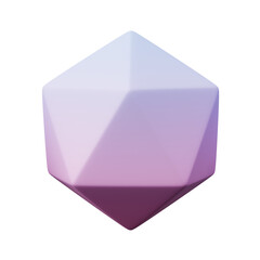 3d Icosahedron pink blue Gradient color, realistic rendering of 3d geometry shape object