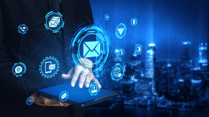 Email icons show digital communication, email service, and inbox management. Email supports online messaging, email notification, and secure exchange. Entice