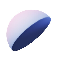 3d Half Ball or Sphere pink blue Gradient color, realistic rendering of 3d geometry shape object