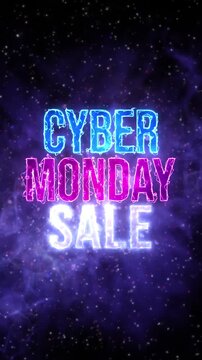 Background Neon Effect for Cyber Monday Sale . 4K resolution vertical video. Motion Graphics Discount Promotions	