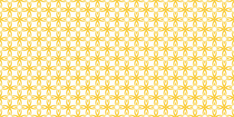 Yellow Geometric Floral Seamless Pattern. Vector Repeating Background.