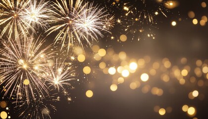 Obraz premium Festive Fireworks Background with Golden Bokeh and Copy Space for New Year, Parties, and Celebrations