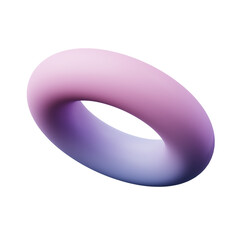 3d Torus or Ring pink blue Gradient color, realistic rendering of 3d geometry shape object