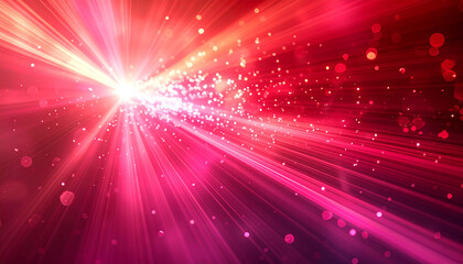 Abstract light burst with bokeh effect in red and pink, glowing radiant beams, vibrant and dynamic