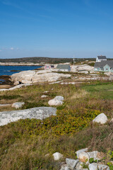 Peggys Cove, Canada - October 06, 2025: Picturesque fishing village on Nova Scotia’s coast, where colorful houses and boats reflect the charm of authentic maritime life.
