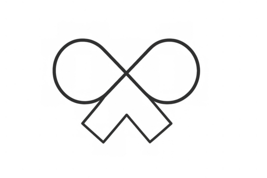 Infinity symbol line art with a minimalist abstract design on a transparent background, representing endless possibilities