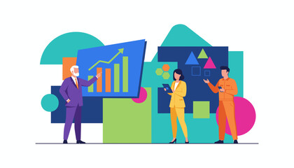 Diverse business team collaborating on financial growth strategy using data charts and technology