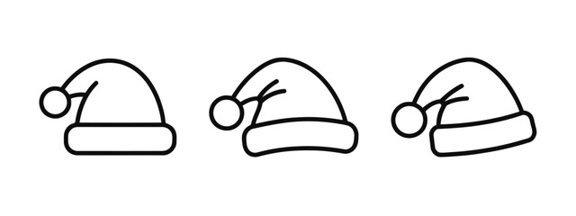 Outline of Three Santa Claus Hats for Festive Holiday Celebration