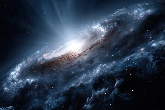 Celestial spiral galaxy radiating light in the vastness of space