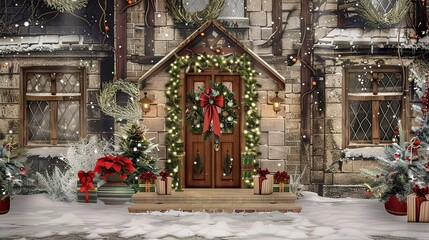 European_Christmas_house_with_wreath