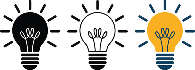 Light Bulb Icons &ndash; Innovation, Creativity, and Bright Idea Concepts