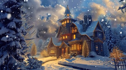 Fairy-tale_Christmas_house_with_reindee