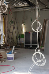 Renovation Interior with Hanging Cables