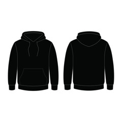 Hoodie Black Blank Vector Template