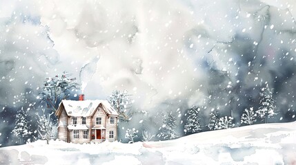 Ink_wash_Christmas_house_in_snowstorm