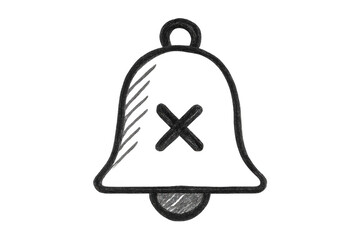 Fototapeta premium Mute bell symbol icon representing silent mode, turning off sounds, and no notifications, on transparent background