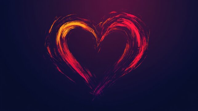 Abstract heart graphic with fiery brushstrokes
