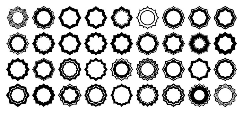 Islamic Geometric Frame and Border Vector Set Collection of Arabic Star and Mandala Ornaments