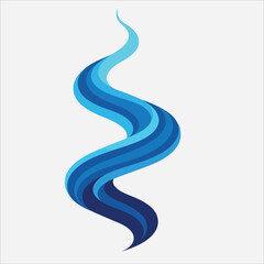 A blue wavy line graphic with gradient shades on a white background, conveying a sense of movement and fluidity.