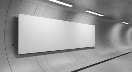 Blank billboard in subway for advertisement offers clean marketing space. Blank billboard provides an opportunity for targeted advertising campaigns, offers empty space for creative message.