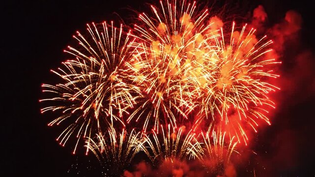 A vibrant display of colorful fireworks lighting up the night sky