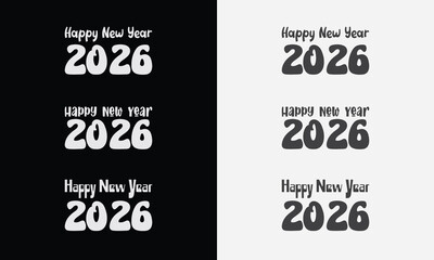 Happy New Year 2026 vector pack. Includes modern, retro, bold, and fun typography styles for banners, invitations, and holiday designs.