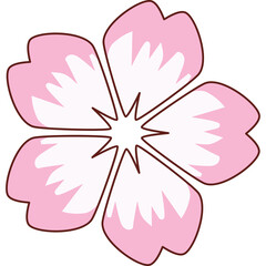 Stylized Cherry Blossom Petal Illustration with Pink and White Hues on a Transparent Background
