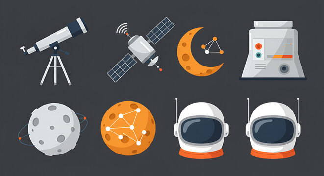 Explore the universe with astronomy icons perfect for science lessons, space exploration projects, or futuristic designs that inspire cosmic curiosity