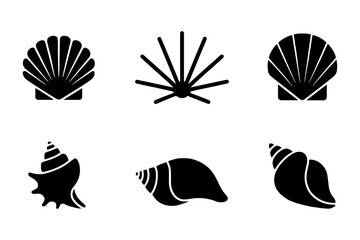 silhouette of  different shape of ocean sea seashell 